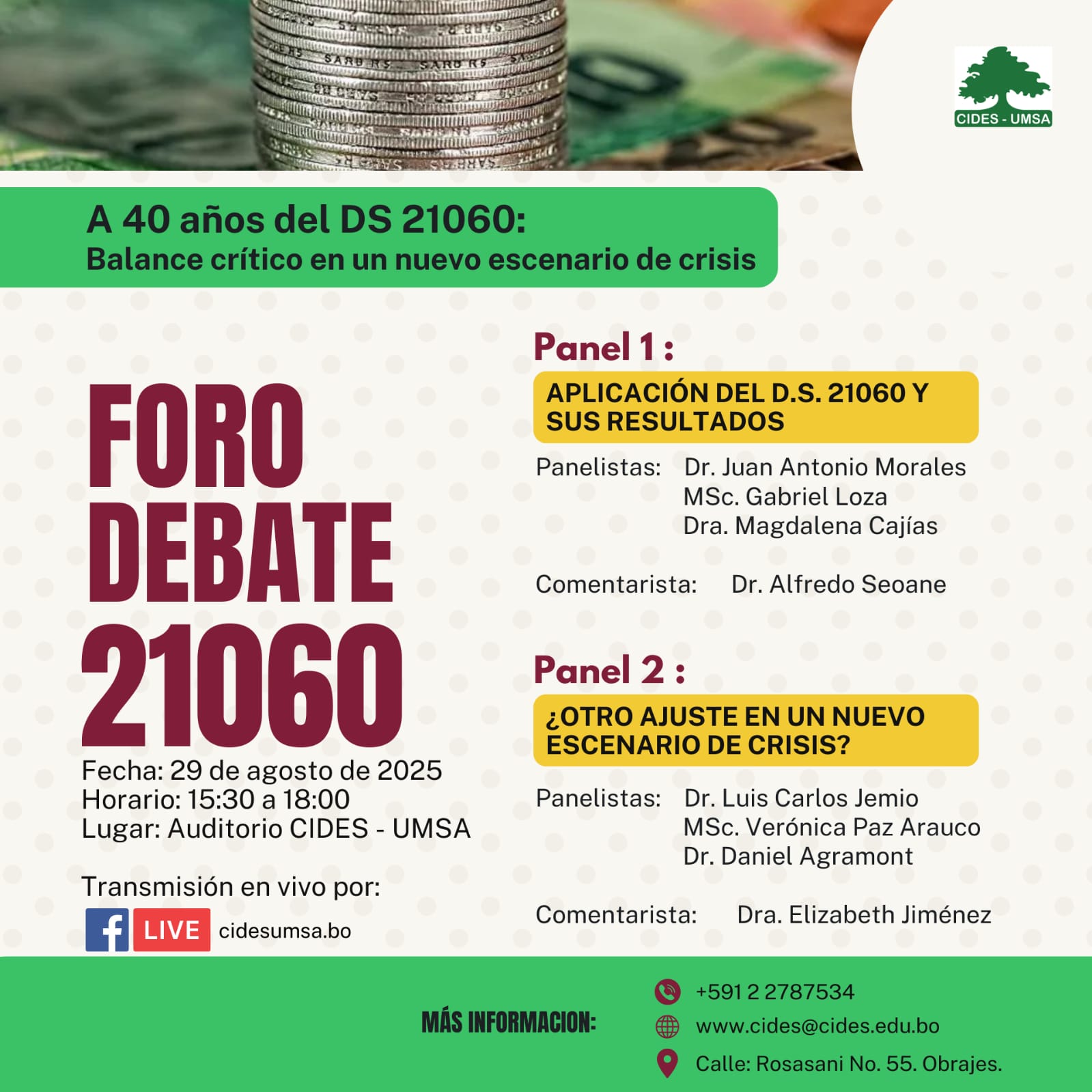 Afiche del Conversatorio: De la deforestación a las alternativas