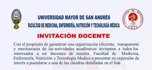 Convocatoria a Docentes Facultad de Medicina - UMSA
