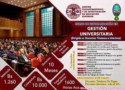 CURSO DE ESPECIALIZACIÓN EN GESTIÓN UNIVERSITARIA