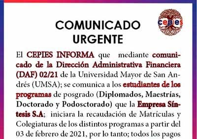 Comunicado Urgente