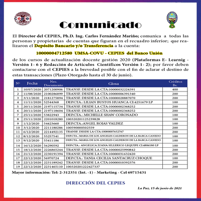 Comunicado Cursos Cortos