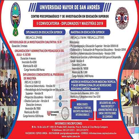 II Convocatoria Diplomados y Maestrías 2019