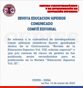 COMUNICADO COMITÉ EDITORIAL