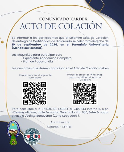 COMUNICADO KARDEX ACTO DE COLACIÓN
