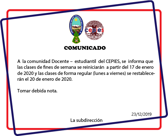 COMUNICADO DE INICIO DE CLASES 2020