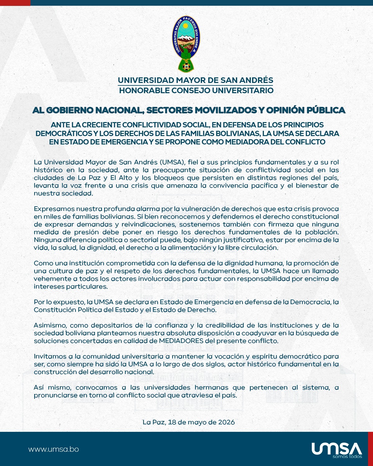 Comunicado del día